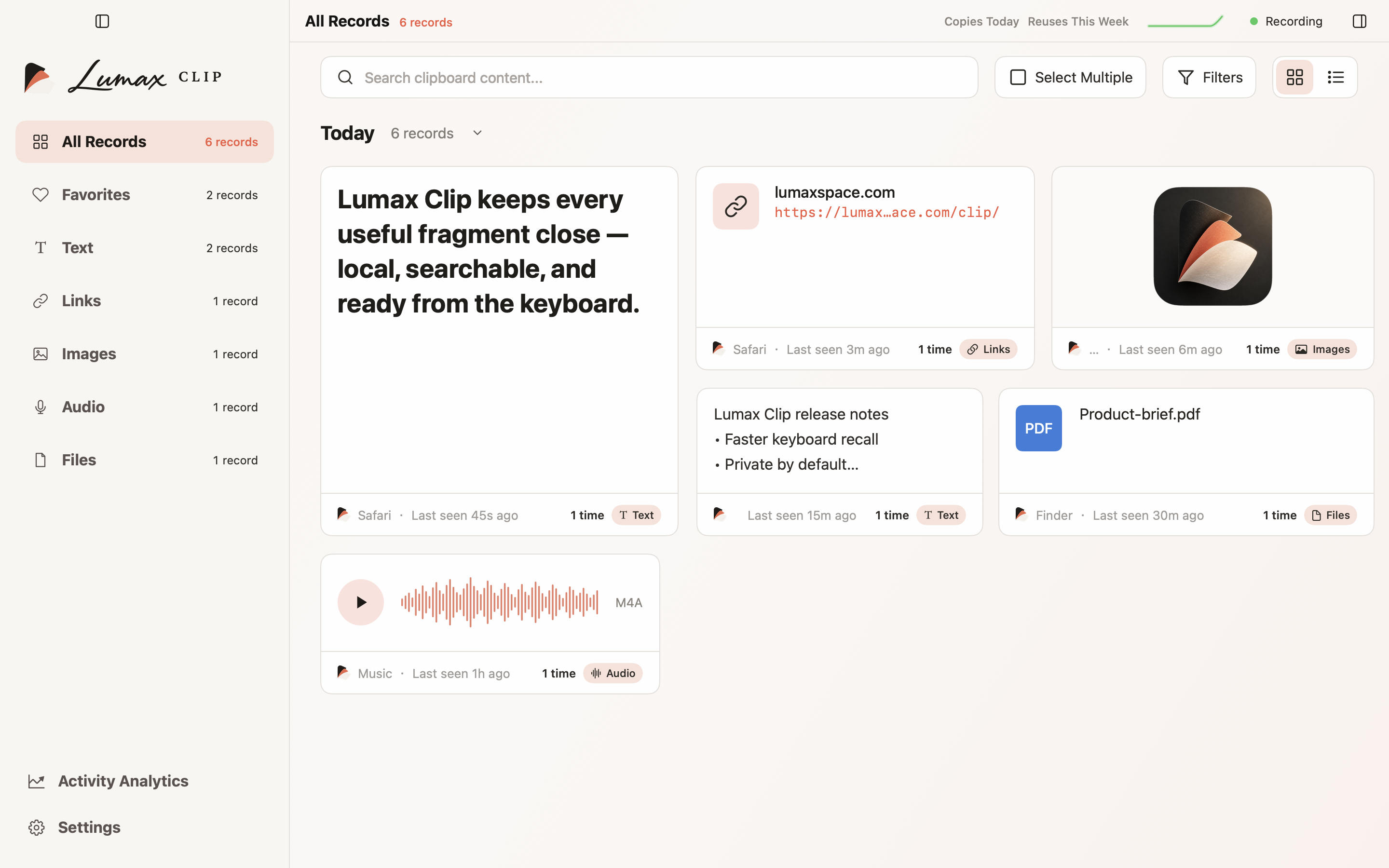 Lumax Clip · Main window